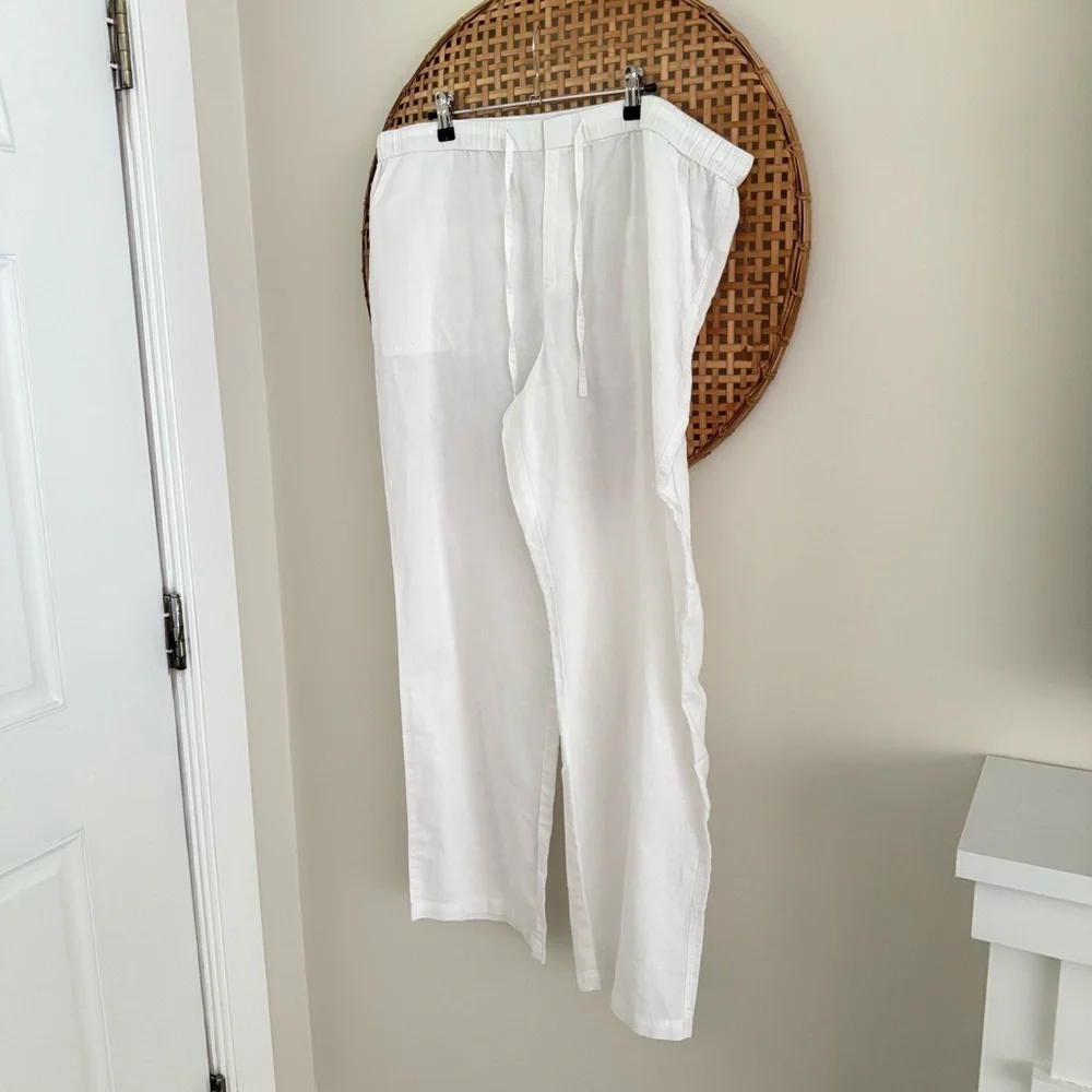 Liz Claiborne White Linen Blend Relaxed Wide Leg Pants XL - Picture 3 of 13